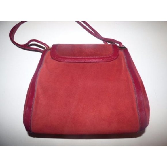 Gucci Red Suede And Leather Shoulder Bag Satchel - Picture 4 of 6